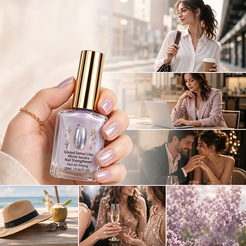 💜 Lilac Mirror nagelversterker – Glanzend, veganistisch, versterkt ✅