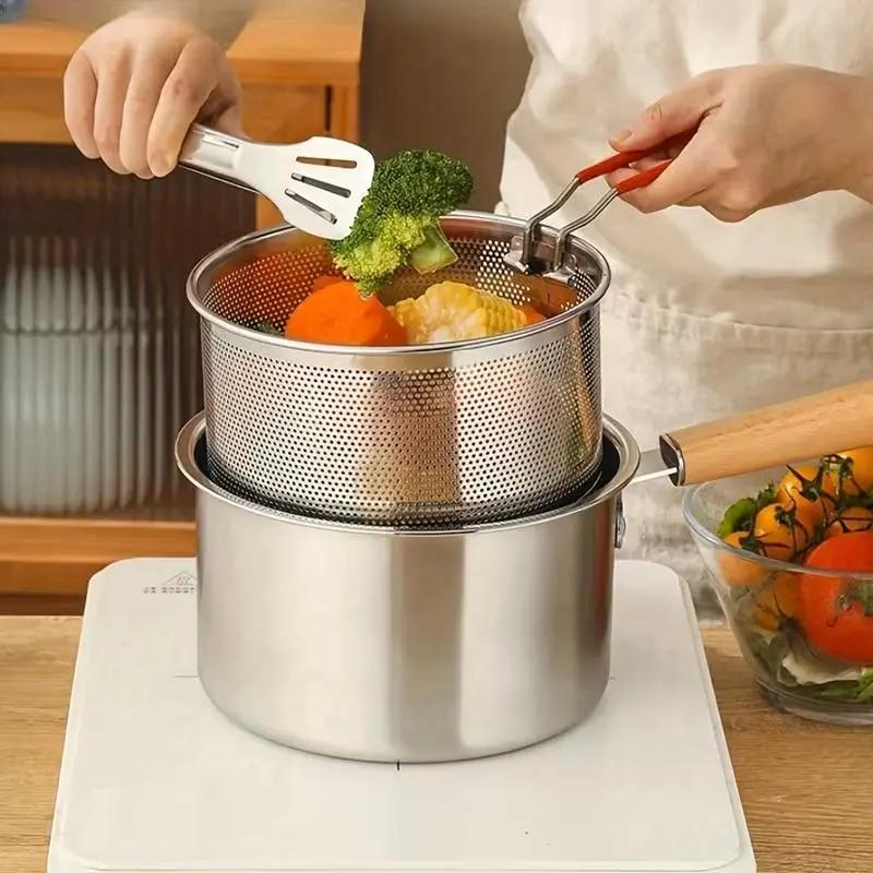 🍳 Multifunctionele frituurpan van 304 roestvrij staal
