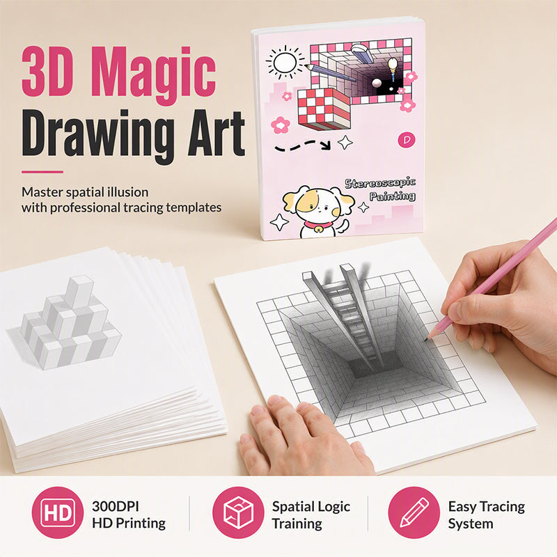 🎨✨ 50% KORTING! Nooit meer platte, saaie tekeningen! Dit 3D stereoscopische tekenboek met 64 sjablonen laat kindertekeningen van het papier springen – inclusief kleur- en knipactiviteiten!