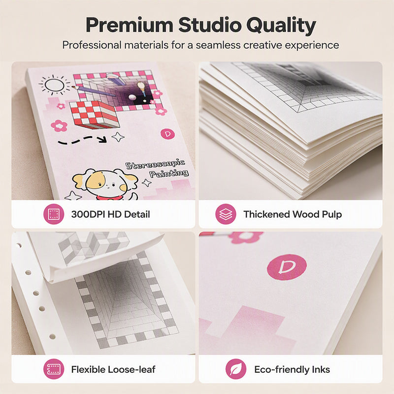 🎨✨ 50% KORTING! Nooit meer platte, saaie tekeningen! Dit 3D stereoscopische tekenboek met 64 sjablonen laat kindertekeningen van het papier springen – inclusief kleur- en knipactiviteiten!
