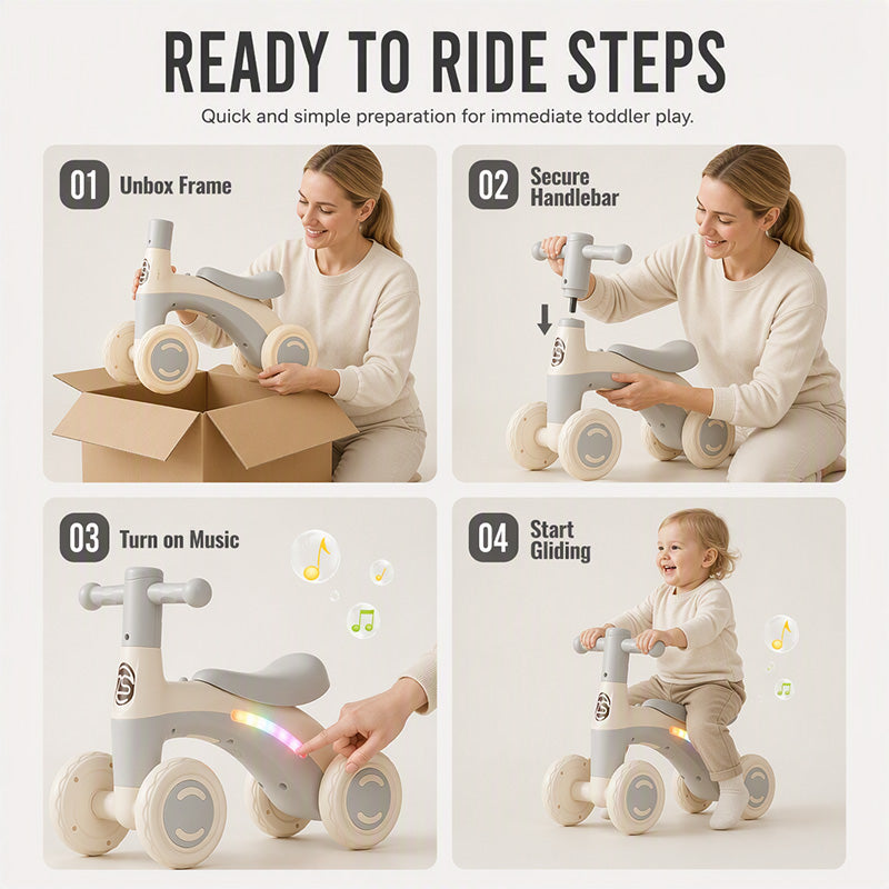 😊 Loopfiets voor baby’s en peuters met muziek en lichtjes