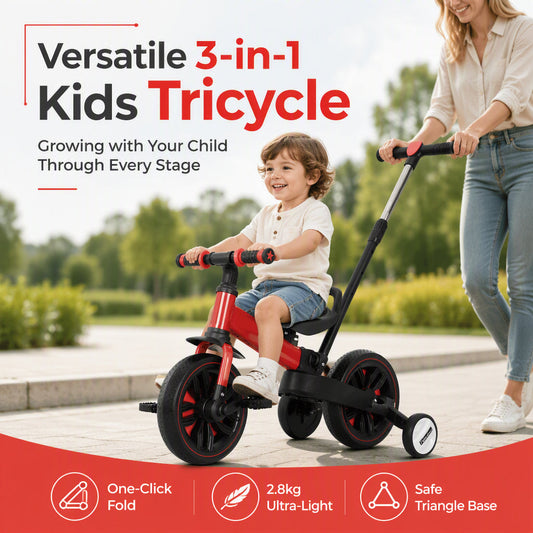 🚲 3-in-1 Kinder Driewieler & Loopfiets – 3 Rijmodi voor Meegroeiend Speelplezier | Stabiel, Licht & Makkelijk te Gebruiken ✨