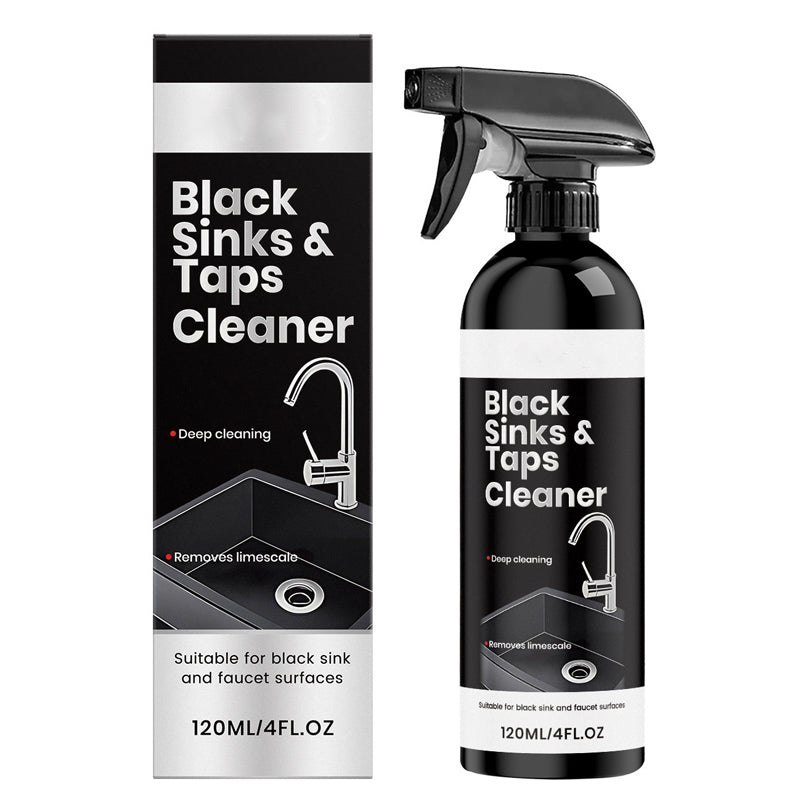 🚿  Kalkreiniger Spray voor Zwarte Wastafels & Kranen, Verwijdert Hardnekkige Watervlekken, Badkamerreiniger Zonder Schrobben voor Kranen, Wastafels & Doucheoppervlakken