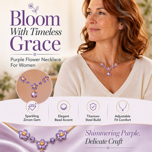 Elegante ketting met paarse zirkoonbloemhanger