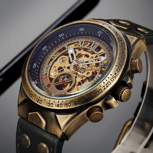 ⌚ Retro mechanisch horloge – automatisch uurwerk, keuze uit twee bandjes (staal/leer) – vintage stijl, moderne precisie ✨