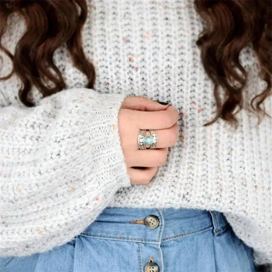 Vintage Gesneden Traan Ring voor Dames