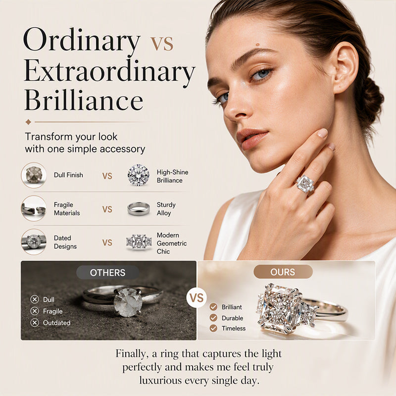 💍✨ Elegante ring met vierkant geslepen zirkoon – schitterende glans, tijdloze luxe ✨