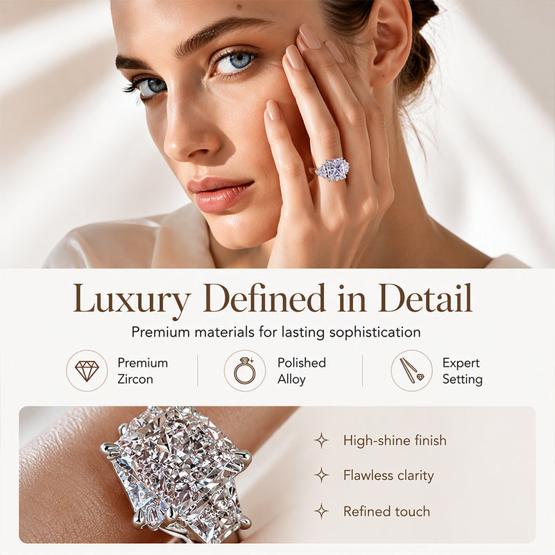 💍✨ Elegante ring met vierkant geslepen zirkoon – schitterende glans, tijdloze luxe ✨