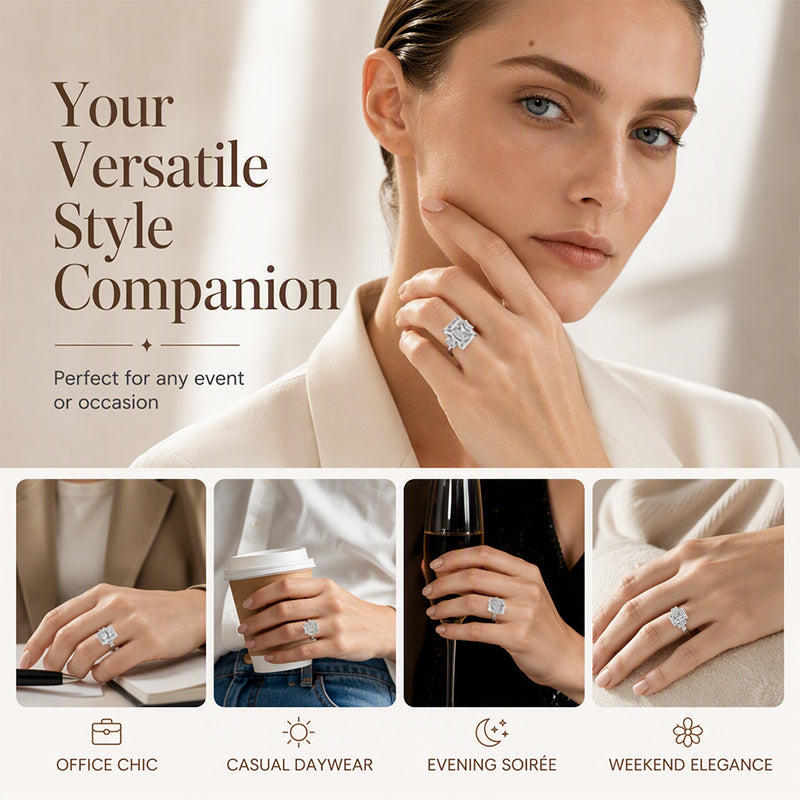 💍✨ Elegante ring met vierkant geslepen zirkoon – schitterende glans, tijdloze luxe ✨