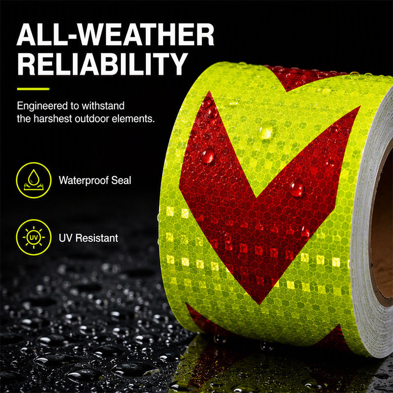 🔦 High-Visibility Pijl Reflecterende Tape – 5m Waterdichte Zelfklevende Veiligheidsstrip met Prismatische Reflectie