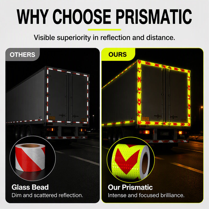 🔦 High-Visibility Pijl Reflecterende Tape – 5m Waterdichte Zelfklevende Veiligheidsstrip met Prismatische Reflectie