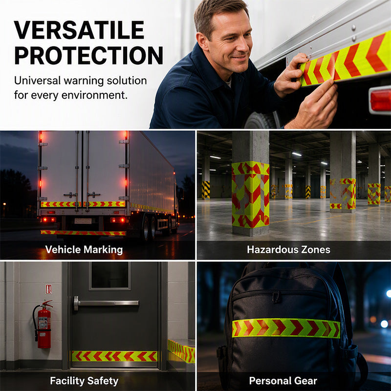 🔦 High-Visibility Pijl Reflecterende Tape – 5m Waterdichte Zelfklevende Veiligheidsstrip met Prismatische Reflectie