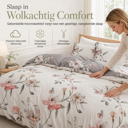 🛏️ All-season geruwd beddengoedset met print, inclusief dekbedovertrek en 2 kussenslopen