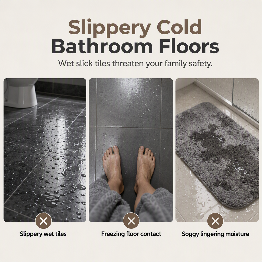 🛁 50% KORTING! ✨ Badmat in Scandinavische stijl van imitatiekasjmier – ultrazachte microvezel met hoge dichtheid, directe droogabsorptie en versterkte randen – luxueus comfort voor je badkamer 🚿