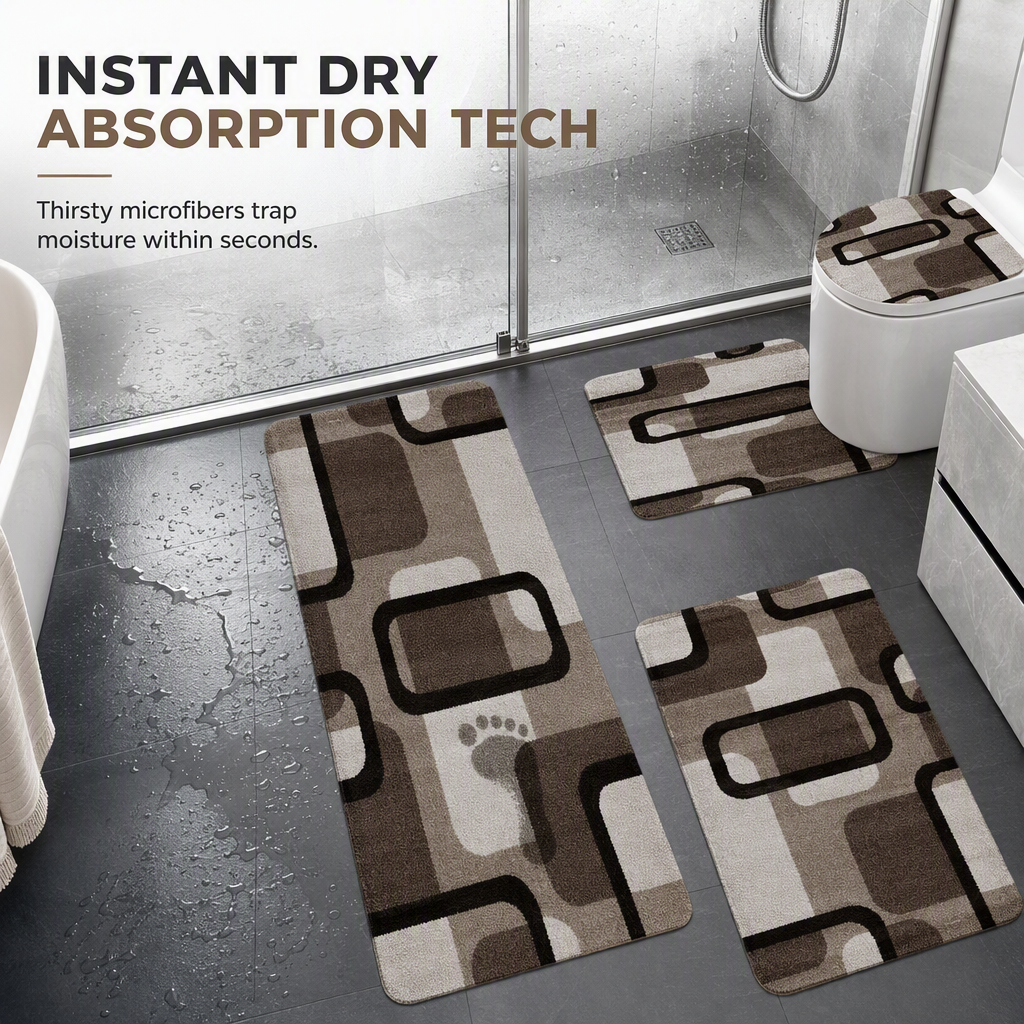 🛁 50% KORTING! ✨ Badmat in Scandinavische stijl van imitatiekasjmier – ultrazachte microvezel met hoge dichtheid, directe droogabsorptie en versterkte randen – luxueus comfort voor je badkamer 🚿