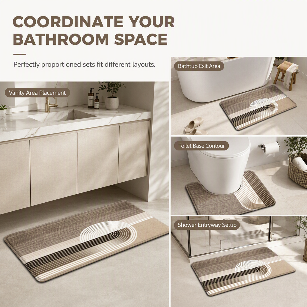 🛁 50% KORTING! ✨ Badmat in Scandinavische stijl van imitatiekasjmier – ultrazachte microvezel met hoge dichtheid, directe droogabsorptie en versterkte randen – luxueus comfort voor je badkamer 🚿