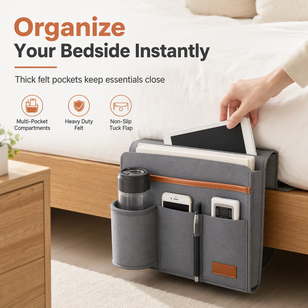 📢📢50% KORTING !! ⏰Minimalistische opbergtas van vilt voor naast het bed, met hangende vakjes, voor opslag in studentenkamers – 1 stuk