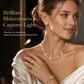 💠Vergulde hartvormige sieraden met strass-steentjes, 4-delige set met ketting, oorbellen, armband en ring