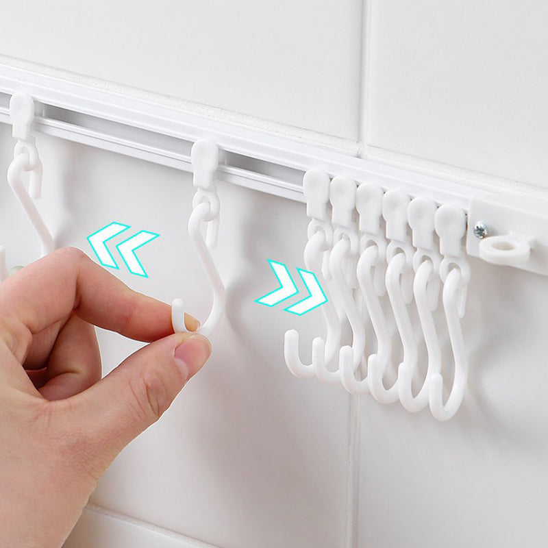 🔥🍳 Zelfklevende keukenrail maet 10 schuifhaken – ruimtebesparend, zonder boren & stevig. Houd uw keuken georganiseerd! ✨🔧