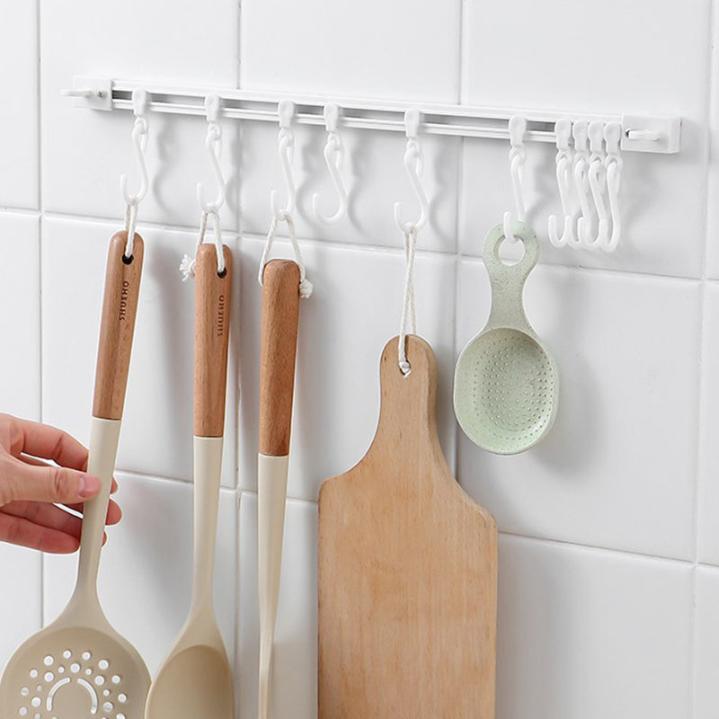🔥🍳 Zelfklevende keukenrail maet 10 schuifhaken – ruimtebesparend, zonder boren & stevig. Houd uw keuken georganiseerd! ✨🔧