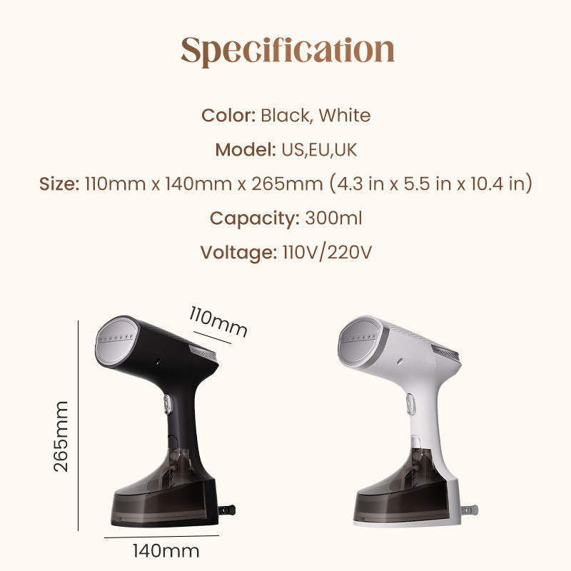 👔 Handstomer voor kleding, klaar in 25 seconden, met 2 stoomstanden en 300 ml reservoir