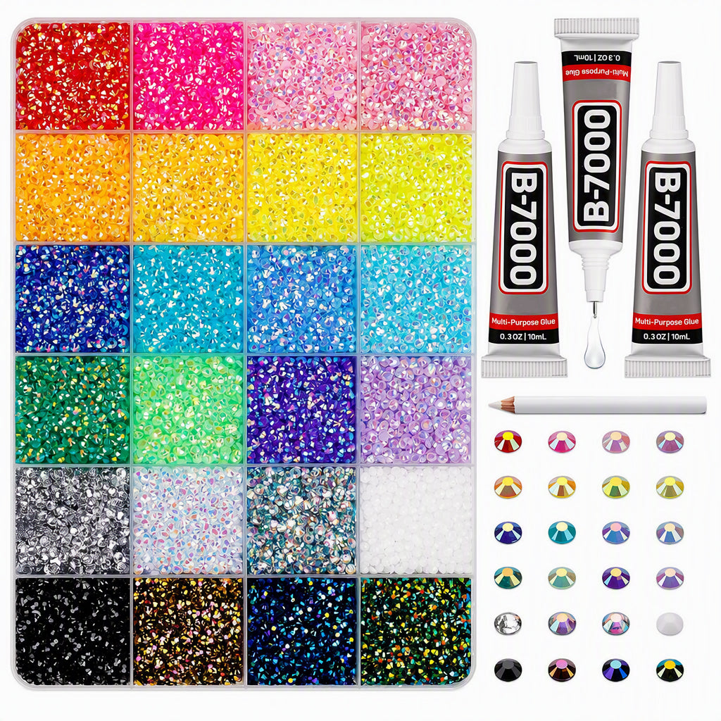 🔥✨ 50% KORTING! Van frustratie naar fonkelende creaties – deze strass kit met waxpen, lijm en 24/42/60 vakjes houdt je steentjes op hun plek. Perfect voor nagels, kleding & meer!
