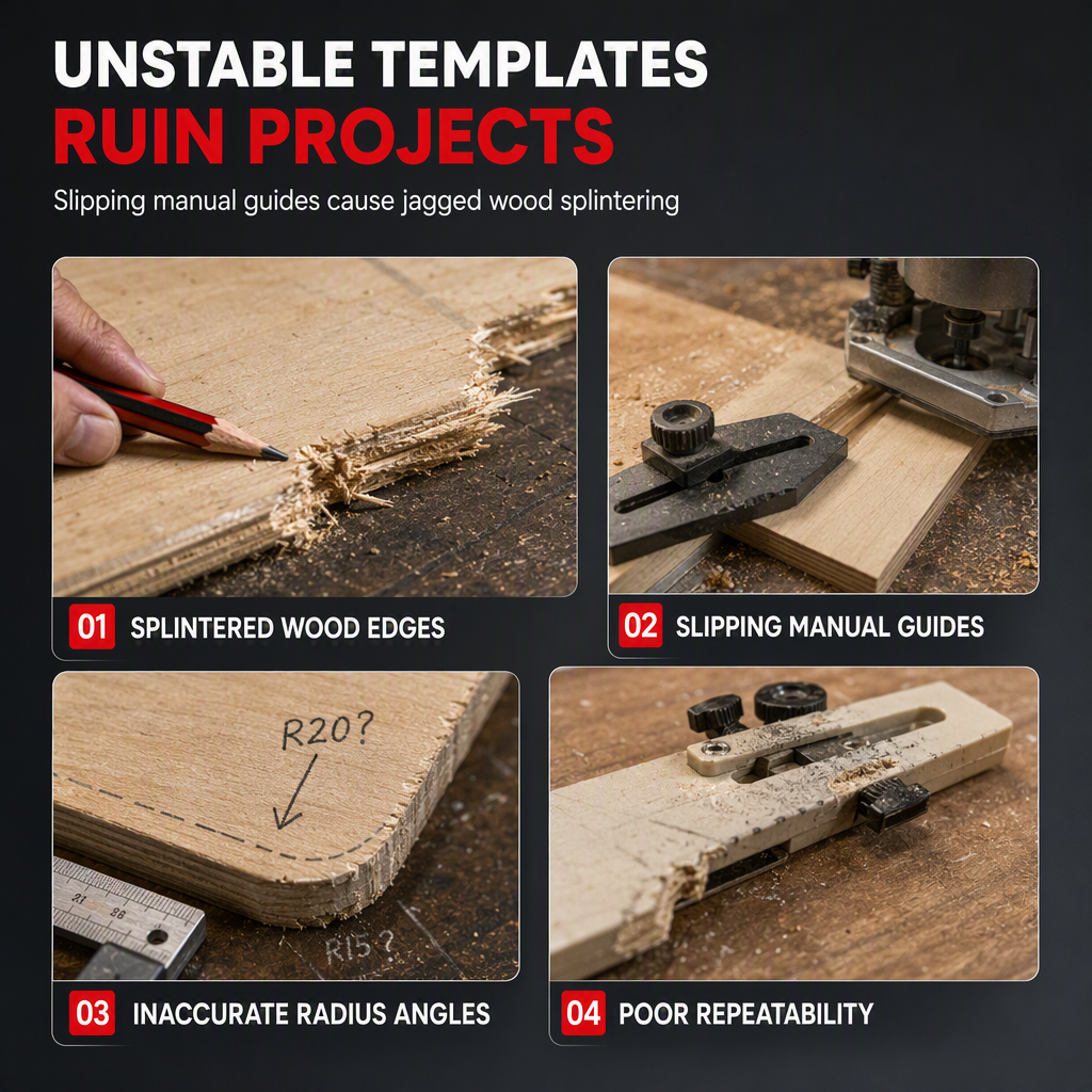 📐Sjabloon voor houtbewerking: mal voor ronde hoeken, R-hoek en bogen – hulpmiddel voor freesmachines, trimmer, kledingkasten en doe-het-zelf-hoekafwerking