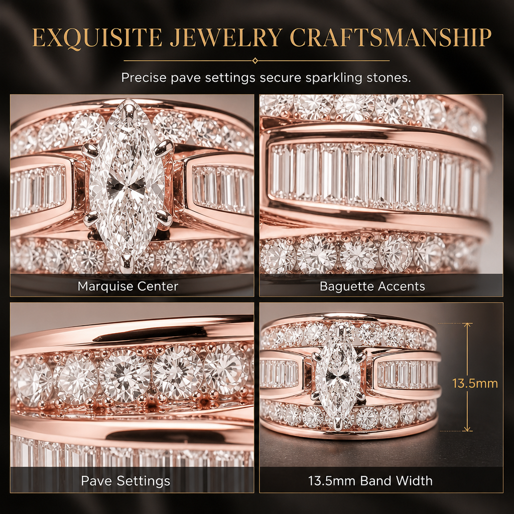 💍✨ Verlovingsring met marquise-slijpsel – verguld en met schitterende zirkonia’s ✨