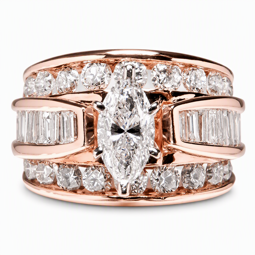 💍✨ Verlovingsring met marquise-slijpsel – verguld en met schitterende zirkonia’s ✨