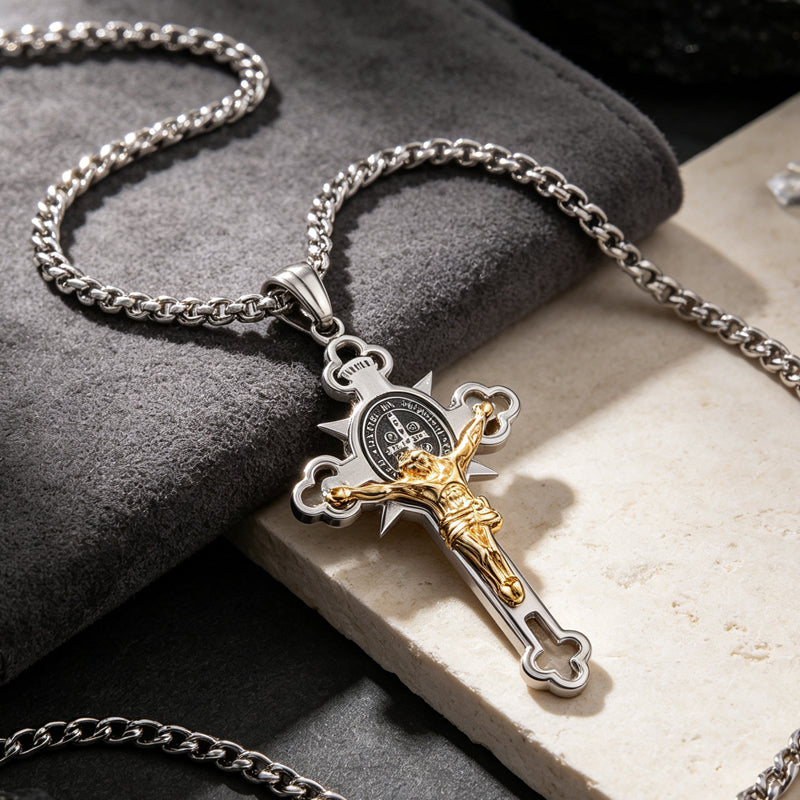 🙏Herenketting met vintage kruisje van roestvrij staal