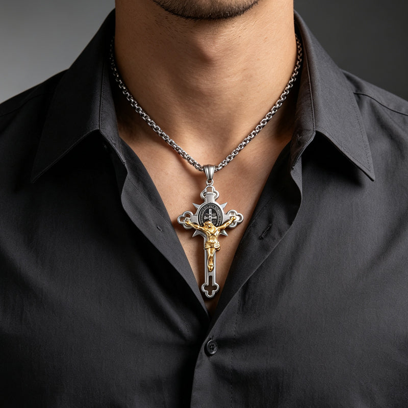 🙏Herenketting met vintage kruisje van roestvrij staal