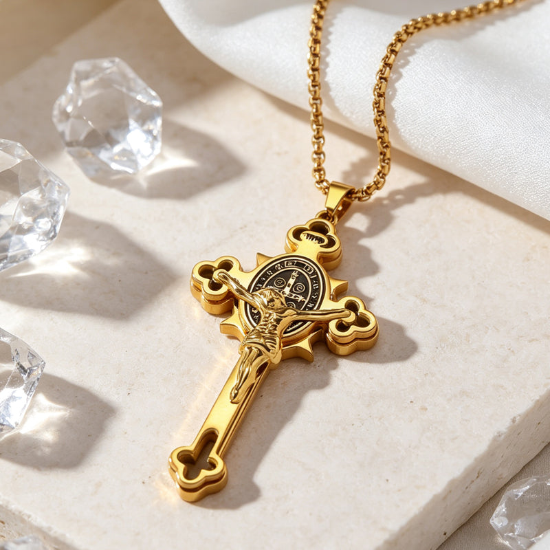🙏Herenketting met vintage kruisje van roestvrij staal