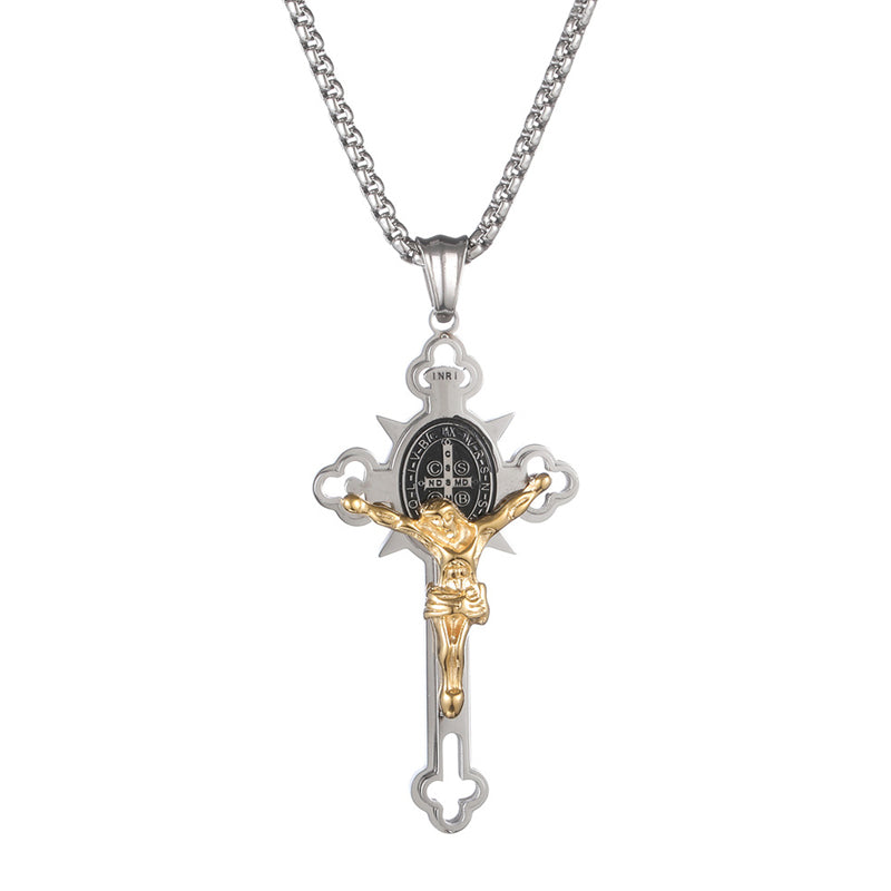 🙏Herenketting met vintage kruisje van roestvrij staal