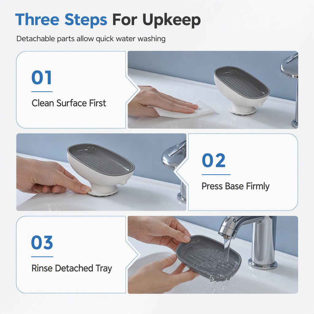 🧼✨Tweelaags zeepbakje voor aan de muur, zelflozende zeephouder met zuignap🚿