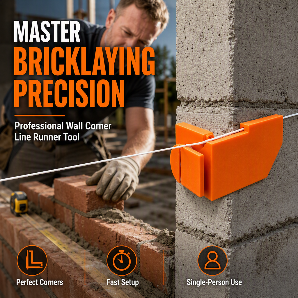 🔥1 kopen, 1 gratis🧱Haakse metsellijn, klemmen, metseldraadlade en baksteenbevestigingsgereedschap voor de bouw