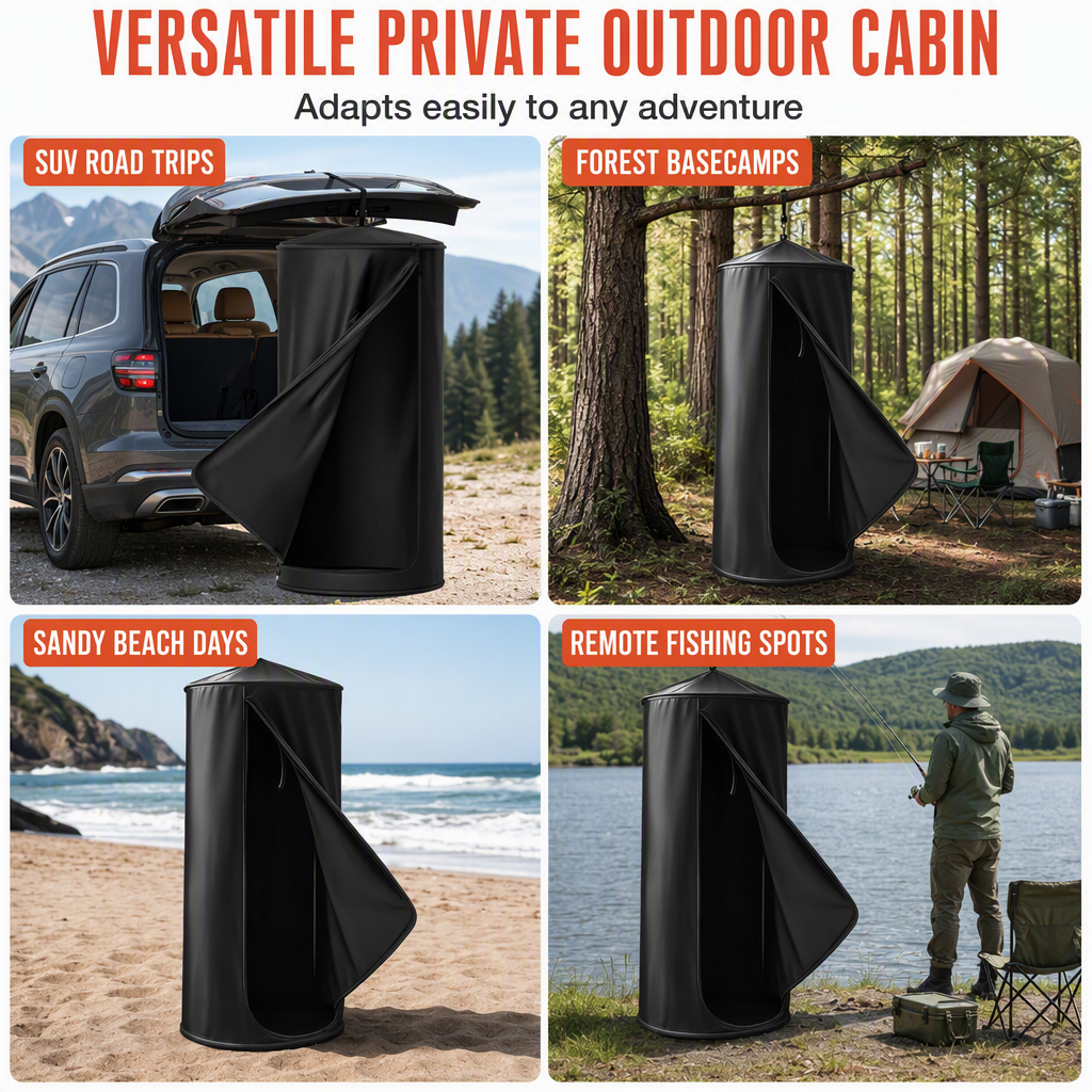 🏕️🚿 Draagbare douche-tent voor achterin de auto – Snel op te zetten en biedt privacy tijdens het kamperen ✨