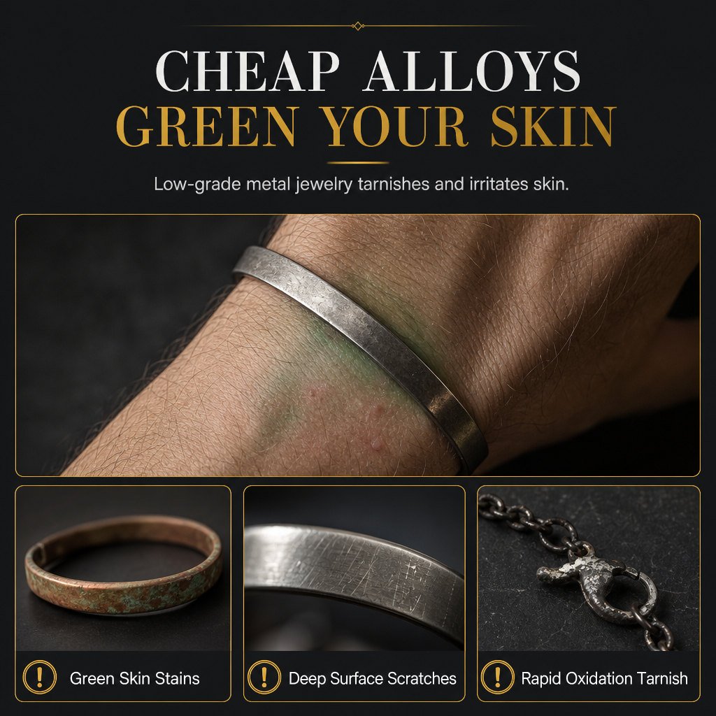 🎁18-karaats vacuümgeplateerde titaniumstalen armband – schitterende spiegelglans, verfijnd gegraveerde letters en hoogwaardig staal dat niet verkleurt 💛