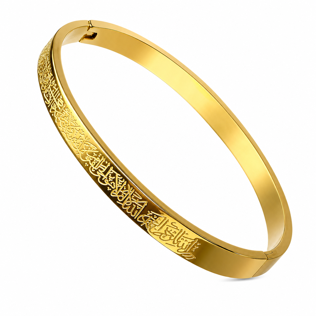 🎁18-karaats vacuümgeplateerde titaniumstalen armband – schitterende spiegelglans, verfijnd gegraveerde letters en hoogwaardig staal dat niet verkleurt 💛