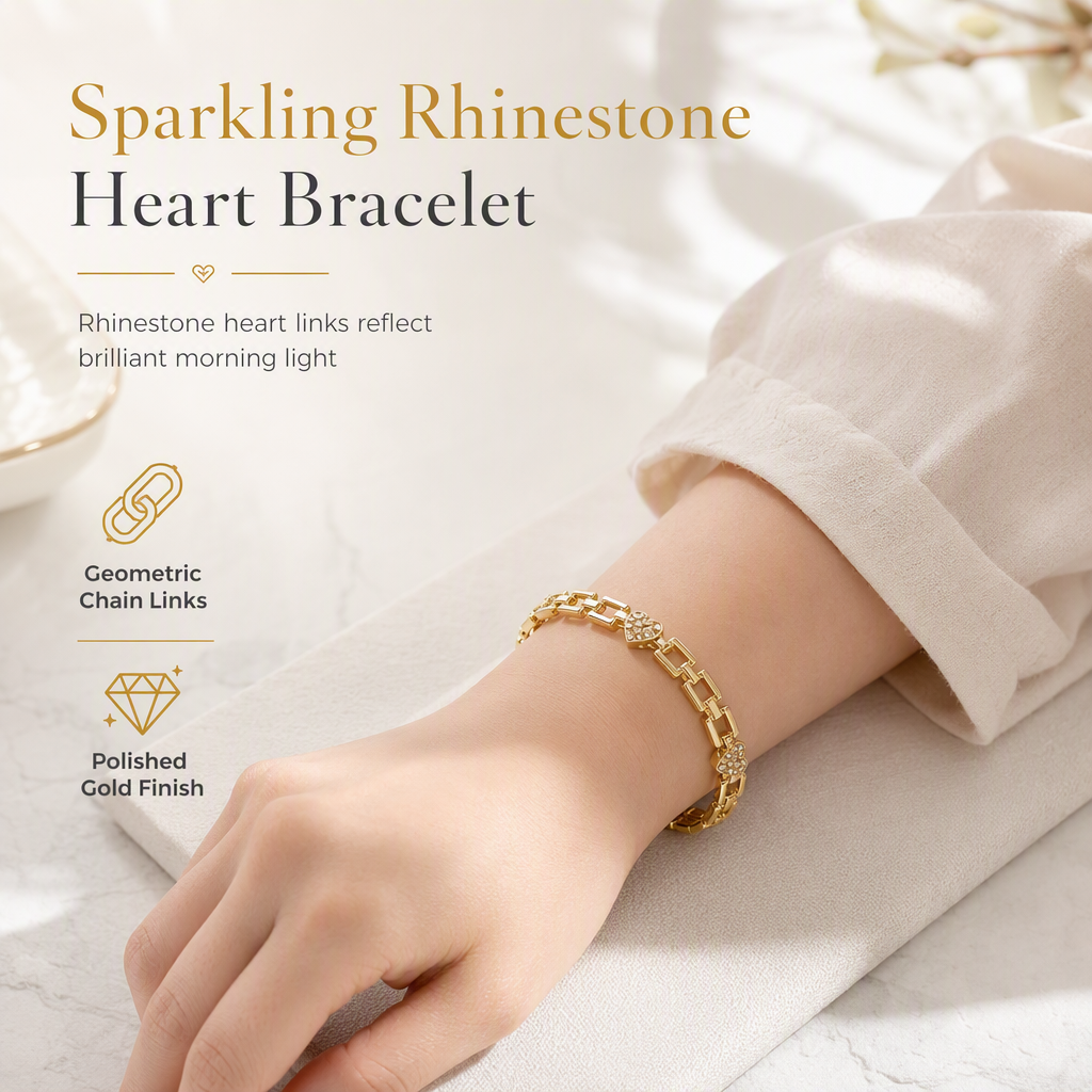 ✨Rhinestone Hart Armband | Goldplated Sluiting | Lichtgewicht 💛✨