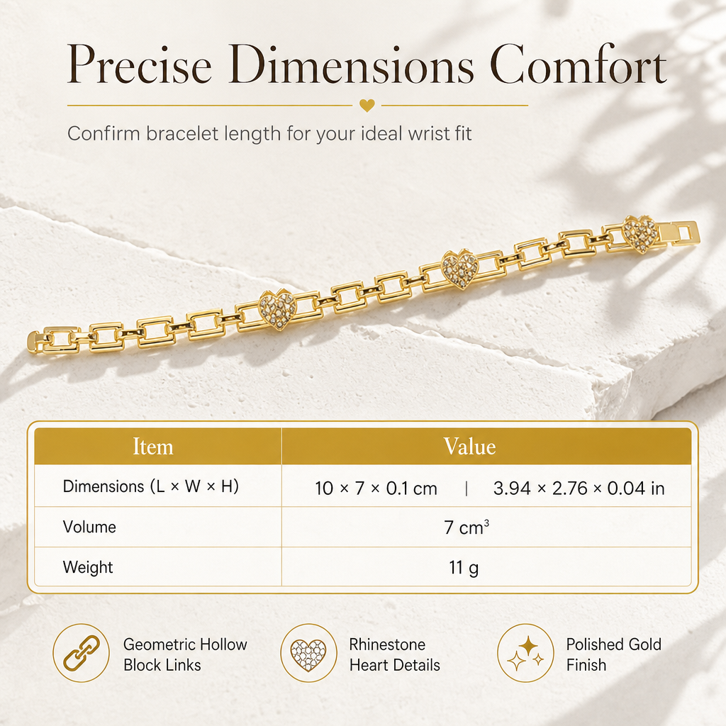 ✨Rhinestone Hart Armband | Goldplated Sluiting | Lichtgewicht 💛✨