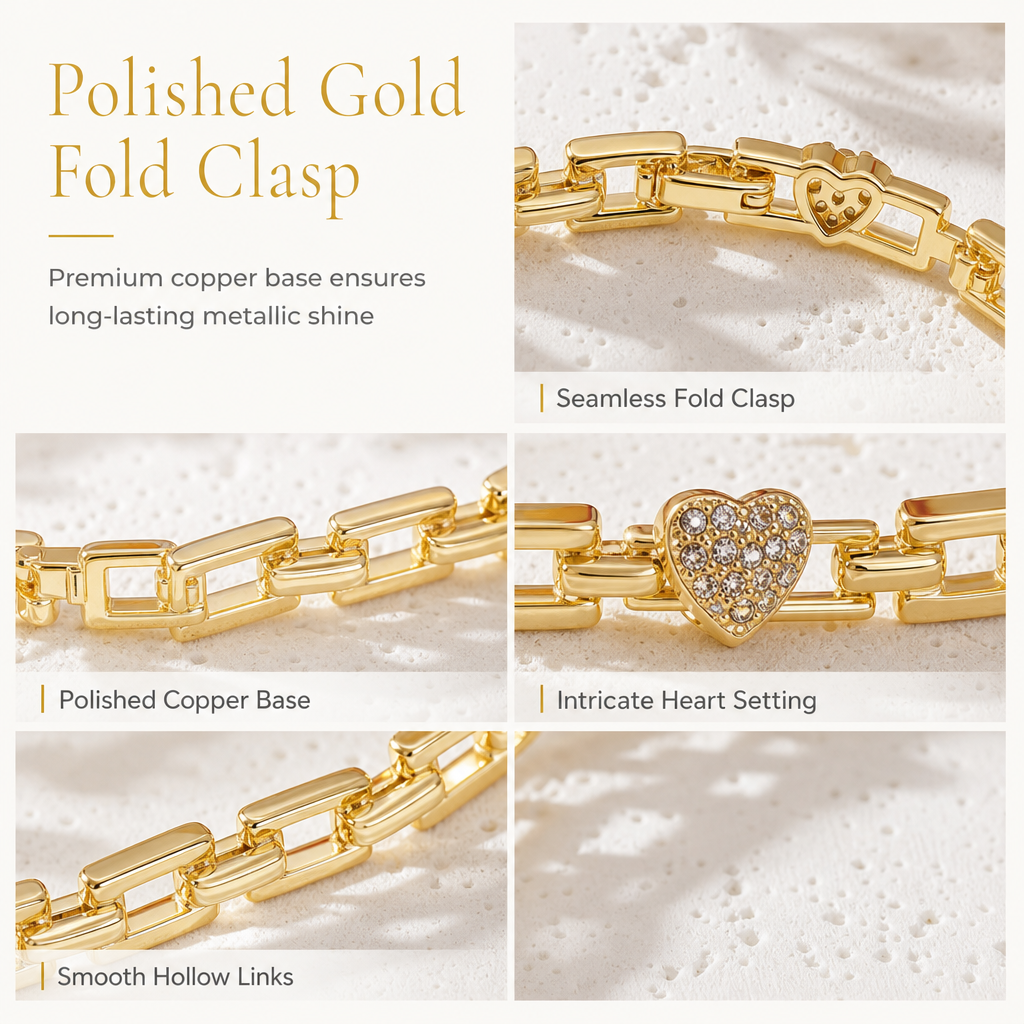 ✨Rhinestone Hart Armband | Goldplated Sluiting | Lichtgewicht 💛✨