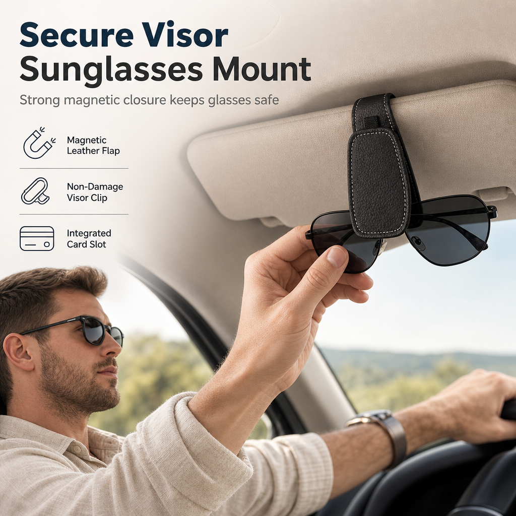 ⏳Tijdelijk 50% korting⏰Auto Zonnebrilhouder met Dubbele Clip & Kaartklem🚗🕶️