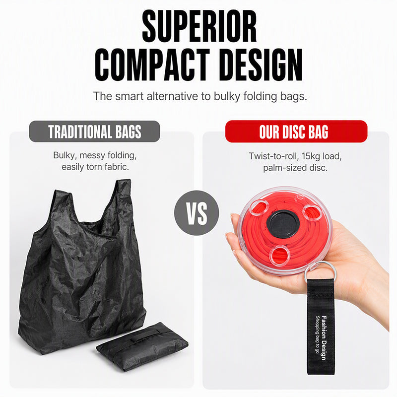 🛍️ Bespaar 50%! ♻️ Oprolbare Boodschappentas – Draai-opbergsysteem, 15 kg draagkracht & handpalmformaat ✨