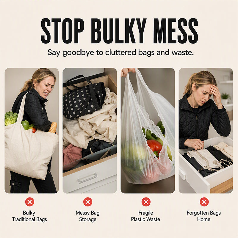 🛍️ Bespaar 50%! ♻️ Oprolbare Boodschappentas – Draai-opbergsysteem, 15 kg draagkracht & handpalmformaat ✨
