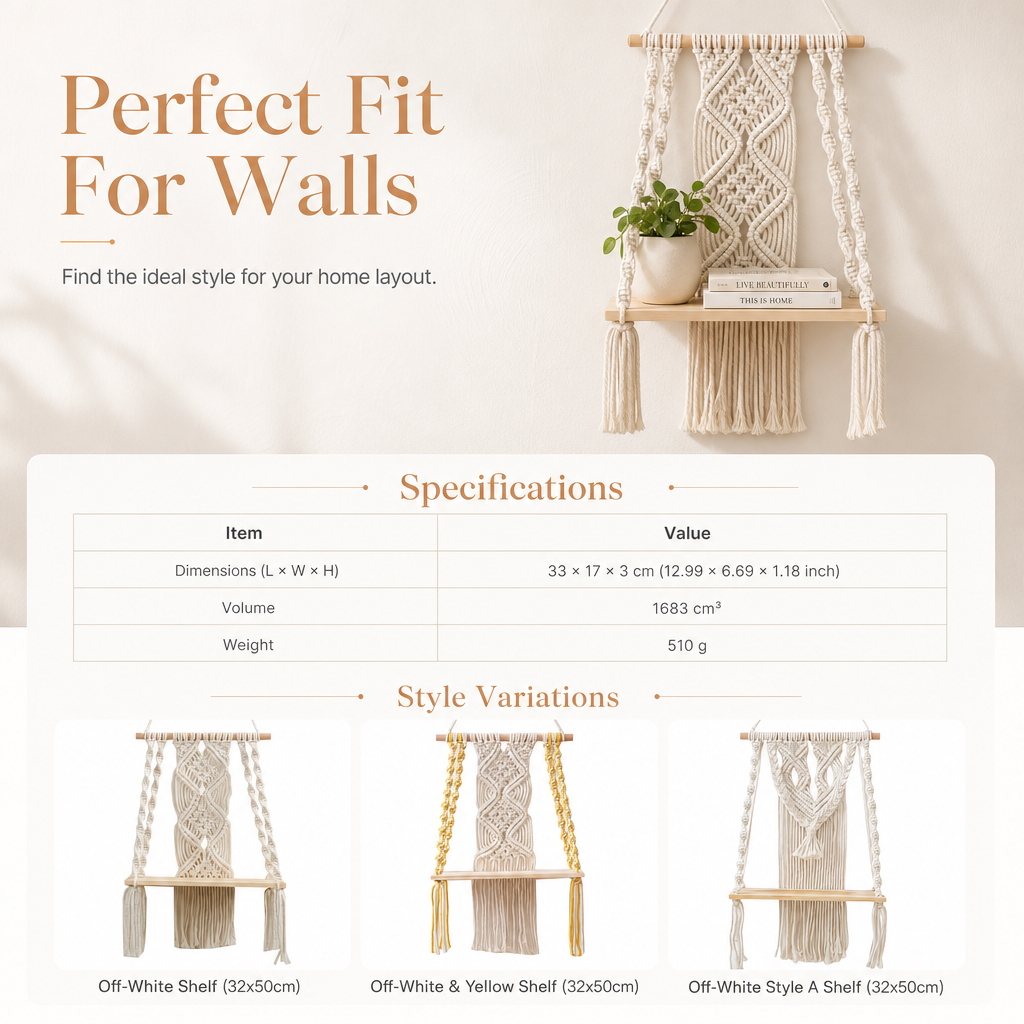 ⏳ 50% KORTING! ⏰Bohemian Handgeweven Wandplank🌿