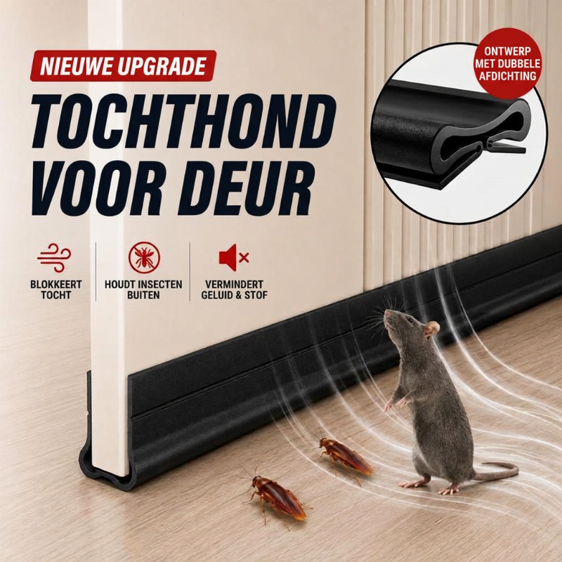 🚪 Drievoudig afdichtende tochtstopper voor onder de deur – zelfklevende PVC-tochtstrip voor de onderkant van binnendeuren | geluidsreductie, energiebesparing en bescherming tegen motten, schimmel & vocht.