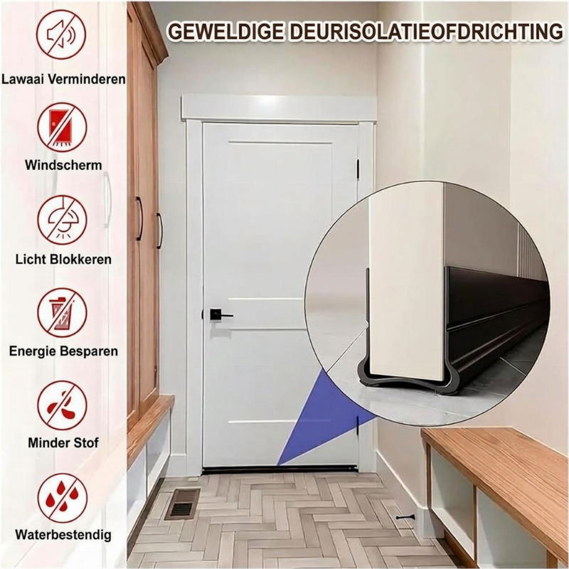🚪 Drievoudig afdichtende tochtstopper voor onder de deur – zelfklevende PVC-tochtstrip voor de onderkant van binnendeuren | geluidsreductie, energiebesparing en bescherming tegen motten, schimmel & vocht.
