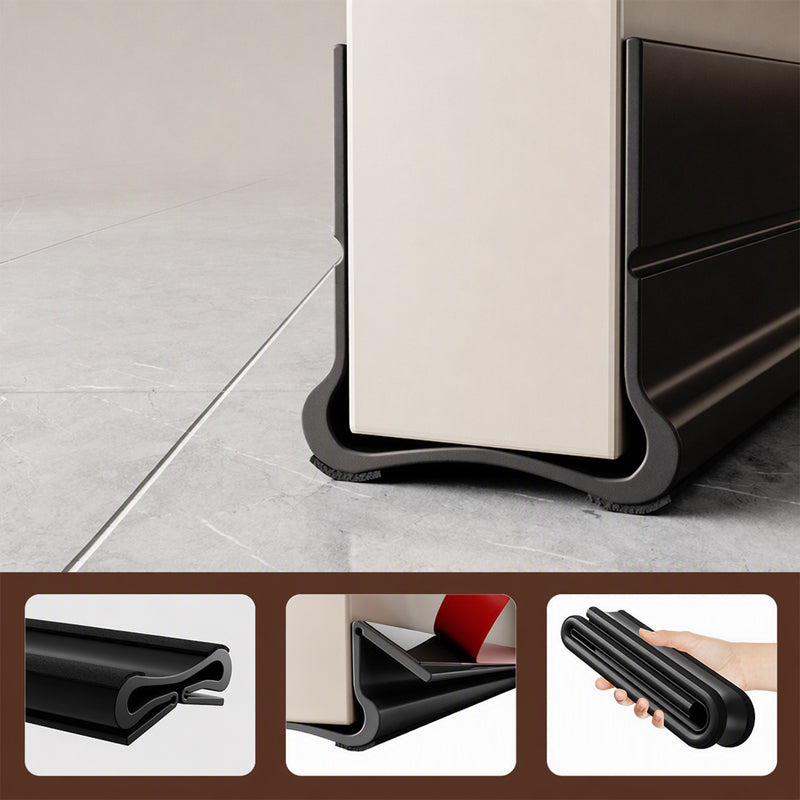 🚪 Drievoudig afdichtende tochtstopper voor onder de deur – zelfklevende PVC-tochtstrip voor de onderkant van binnendeuren | geluidsreductie, energiebesparing en bescherming tegen motten, schimmel & vocht.