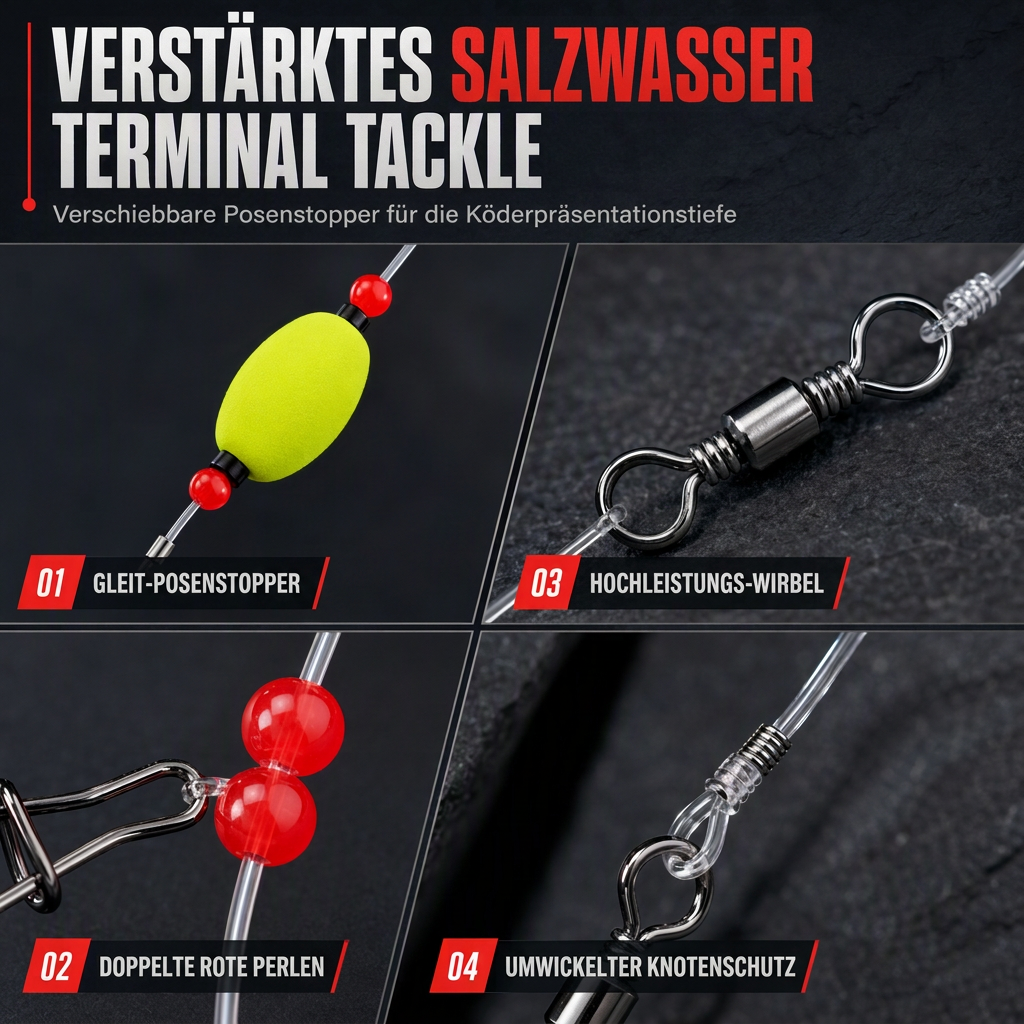 🐟️Set van 6 pompano-hengelmontages met dobbers voor bot, baars, meerval, haai en blauwbaars