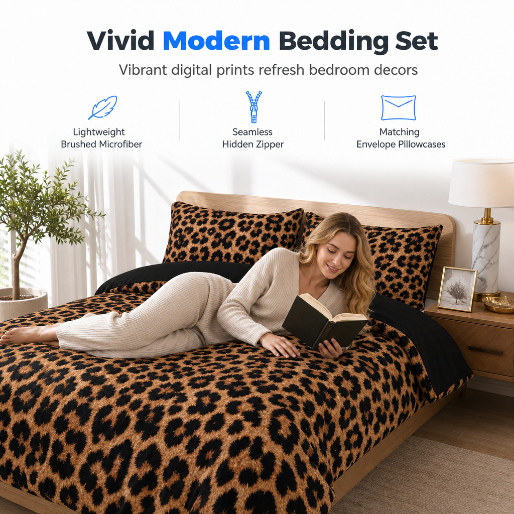 🛏️🐆 Dekbedovertrek met luipaardprint | Inclusief bijpassende kussenslopen